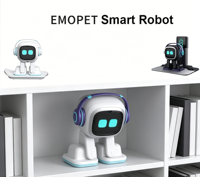 EMOPET EMO Robot Cerdas Mainan Meja Emosional Versi Pengisian Daya Listrik Warna Hitam Robot Hewan Peliharaan Emo AI Kecerdasan Emosional
