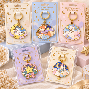 Porte-clés personnalisés en émail dur, animaux célestes oniriques, plaqués or, fabrication OEM ODM - Product Image 2