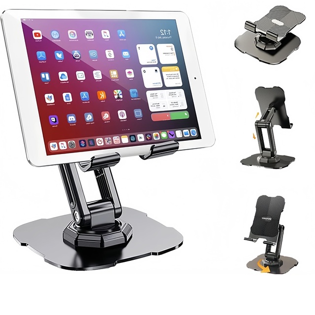Custom Logo 360-Degree Rotation Adjustable Foldable Tablet Holder Flexible Lazy Person's Desk Fixture for Office Desktop