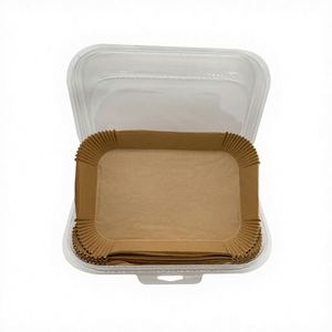 Papier sulfurisé rectangulaire brun jetable résistant à la chaleur pour friteuse à air, 22x14x4.5cm, pour panier de cuisson, vente en gros sur mesure - Product Image 3