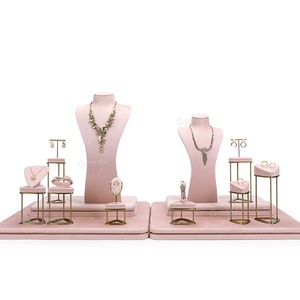 Présentoirs de bijoux de mode pour magasin, accessoires de présentation de bijoux de luxe, présentoir de bijoux en microfibre personnalisé, ensemble de présentoirs - Product Image 6