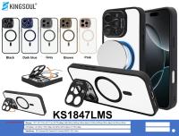 Funda Magnética Transparente de Lujo Kingsoul con Anillo de Epoxi, Impermeable, Plegable, Material TPU+PC, Color Personalizado, Estilo Ins, Multimarca