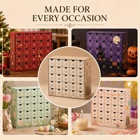 Caja de Adviento de Lujo con Cajón para Dulces de Chocolate, Rejilla y Ventanas Numeradas para una Atmósfera Festiva Cálida