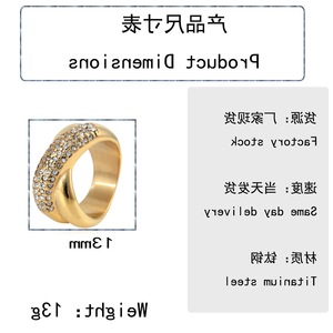yunnique <b>Titanium</b> Steel <b>Ring</b> Gold Micro Pave White Stone Women's Fashion Jewelry Gift - Product Image 2
