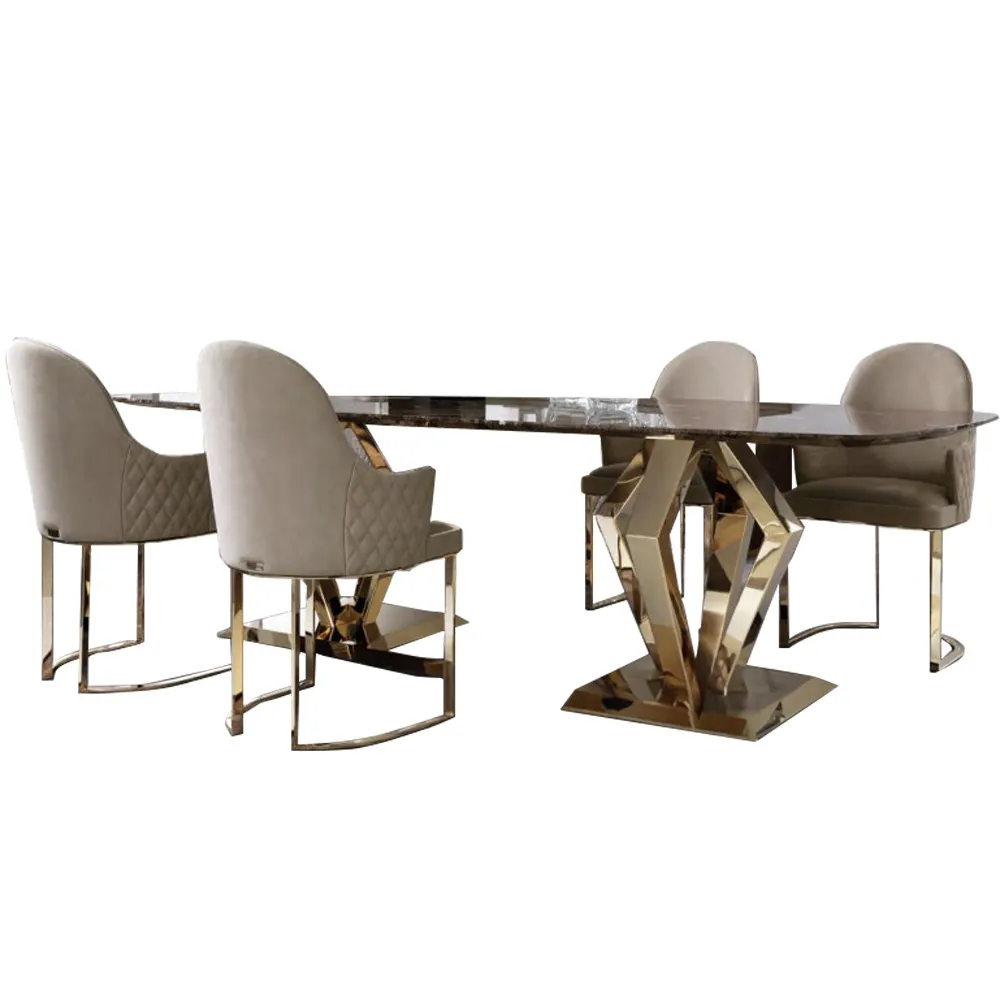 공장 하이 퀄리티 Cadeira De Jantar 의자 럭셔리 디자인 홈 가구 진짜 가죽 4 식당 의자 식탁 세트