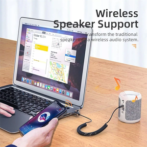 Adaptador auxiliar <span class=keywords><strong>Bluetooth</strong></span> 5,0, Kits de receptor <span class=keywords><strong>Bluetooth</strong></span> inalámbrico para coche, de 3,5mm a conector <span class=keywords><strong>USB</strong></span>, micrófono de música, altavoz con Cable de Audio de resorte manos libres - Product Image 5