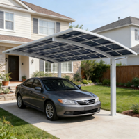 Abri de voiture simple en aluminium, imperméable, avec toit arqué extérieur et garage en polycarbonate résistant aux UV