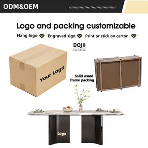 Ensemble de <span class=keywords><strong>table</strong></span> à manger moderne en marbre de 70,87 pouces de long pour 8 personnes, base en acier inoxydable brun, style mid-century, ensemble de salle à manger extensible - Product Image 4