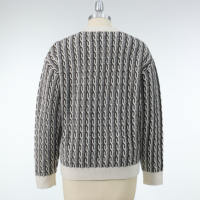 Suéter de punto trenzado con cuello redondo para mujer, hombros caídos, manga larga, holgado, tipo jersey