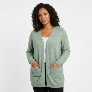 Casual Mint Green Autumn <b>Women's</b> Viscose/Nylon/Polyester Collarless Open Front <b>Pocket</b> Long Sleeve <b>Cardigan</b> Sweater Outerwear - Product Image 1