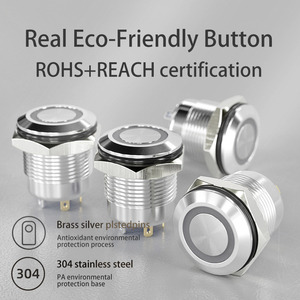 16mm Spdt 12v Bouton Poussoir Vert Led Anneau Puissance Symbole Ip67 Réinitialiser Panneau De Commande Lumineux Démarrer Bouton Poussoir Étanche - Product Image 4