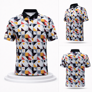 <span class=keywords><strong>Polo</strong></span> Personalizzata con Stampa Geometrica Astratta per <span class=keywords><strong>Uomo</strong></span>, Traspirante, alla Moda, per Golf e Viaggi, con Design del Logo - Product Image 2