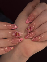 Faux ongles en acrylique rouge amande faits à la main, à coller, pour la Saint-Valentin