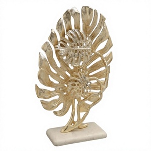 Modern Style <b>Gold</b> Plated Monstera Leaf Sculpture Resin Handmade Bohemian Art Decor Tabletop Living Room Plant Theme Sculpture - Product Image 1