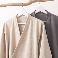 Peignoir Kimono à Manches Trois-Quarts en Coton Couleur Unie, Serviette de Bain pour Spa, Hôtel, Maison, Douche et Usage Quotidien