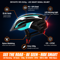 Casque de vélo intelligent à LED, certifié CE EN1078, léger en PC et EPS, 20 aérations, réglable, pour adultes et jeunes, sécurité à vélo