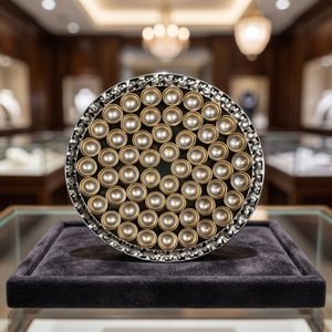 Plateau Urli Rond Multi-Diya avec Porte-Bougies en Cristal Argenté et Porte-Bougies Doré pour Décoration Intérieure - Product Image 4