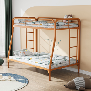 Lit superposé en métal personnalisable avec escalier, lit double pour enfants, idéal pour dortoir scolaire, petit appartement, hôtel, auberge - Product Image 1