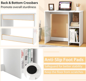 <span class=keywords><strong>Bureau</strong></span> d'ordinateur moderne blanc de 31,5 pouces avec étagère, table d'écriture minimaliste pour <span class=keywords><strong>bureau</strong></span> à domicile pour petits espaces - Product Image 3