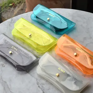 Benutzer definierte Jelly Cute PVC Sonnenbrillen Fall Reise Brille Halter Tasche Tragbare Brillen halter