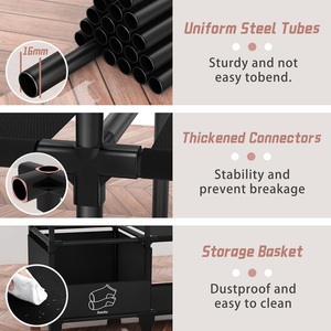 Portable <strong>Closet</strong> Organizer Heavy Duty Clothing Rack Large Capacity Portable Wardrobe Metal &amp; Fabric Portable Wardrobe <strong>Closet</strong> - Product Image 4