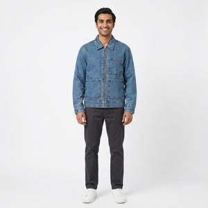 Custom Logo Stylish Design Sports Blue Streetwear <b>Patch</b> Mens Jean Denim <b>Jackets</b> for Men - Product Image 1