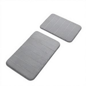 Ensemble de tapis de salle de bain en mousse à mémoire de forme 2 pièces, super doux, absorbant, séchage rapide, lavable en machine, antidérapant, gris (17x24 31.5x20 pouces) - Product Image 3