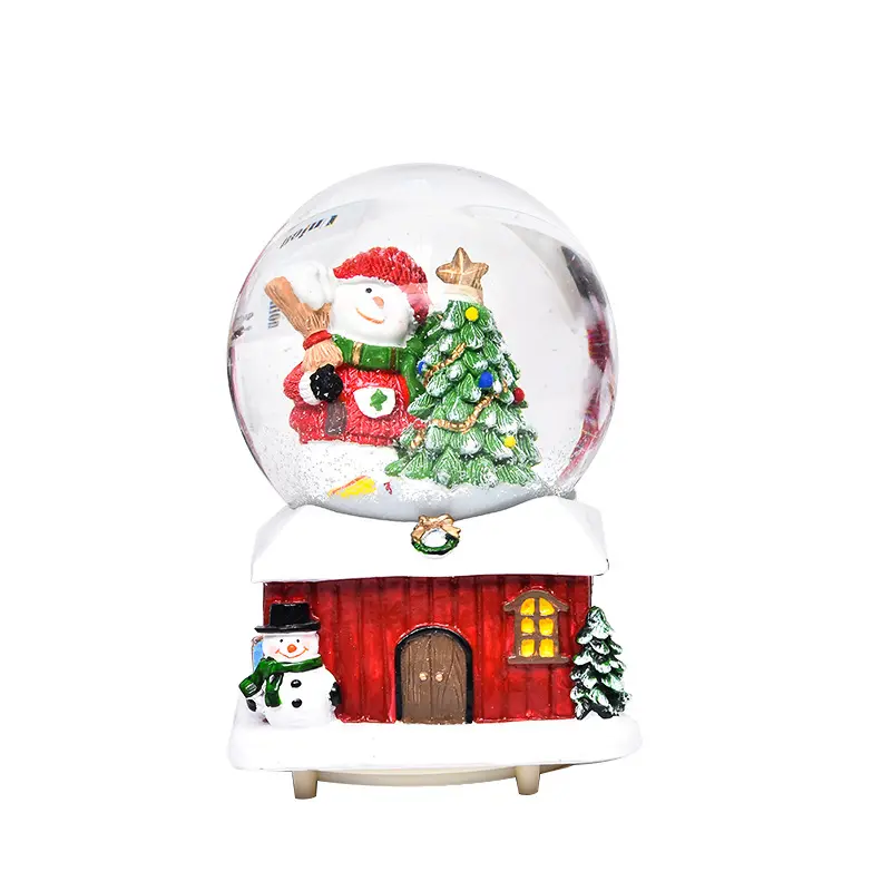 Casa de cuatro habitaciones Bola de cristal Santa Muñeco de nieve Globo de Cristal de mesa con un regalo para niños