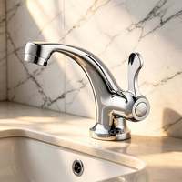 Robinet de bain à levier unique en alliage de zinc finition chromée, robinet d'eau froide à poser sur le plan pour hôtel et maison, OEM ODM