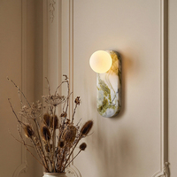 Applique Murale LED Minimaliste Moderne avec Décoration en Pierre Naturelle, Lumière Blanche Chaude 3500K, Commande par Interrupteur, Idéale pour Chambre à Coucher