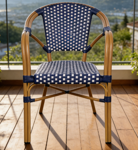 Garden Furniture Outdoor Rattan Wicker French Bistro <strong>Chair</strong> <strong>Bamboo</strong> Finish Rattan <strong>Chair</strong> - Product Image 1