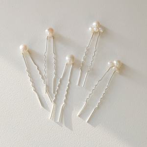 Ensemble de 5 épingles à cheveux de mariée faites à la main, perles baroques naturelles, accessoires pour cheveux pour <span class=keywords><strong>coiffure</strong></span> de mariage et accessoire photo - Product Image 2