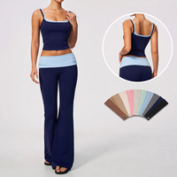 Ensemble de yoga 2 pièces : Débardeur de sport et pantalon long taille haute, anti-transpiration, sensation seconde peau, effet ventre plat et lifting des fesses
