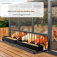 Cage à poulets en fer à double porte, finition noir et argent, pour l'élevage domestique, utilisation intérieure/extérieure, anti-évasion, résistante à la pluie