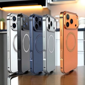 <span class=keywords><strong>Coque</strong></span> de téléphone de luxe à chargement magnétique puissant pour iPhone 17 Pro 17 Pro Max, pare-chocs en aluminium antichoc, orange - Product Image 3