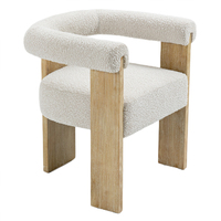 Chaise de salle à manger contemporaine de style mi-siècle, de haute qualité, forme personnalisée, en tissu bouclé et bois d'hévéa, chaise rembourrée en velours pour la maison