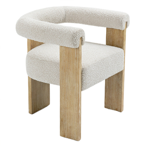 Silla de Comedor de Estilo Contemporáneo de Mediados de Siglo, de Alta Calidad, con Forma Personalizada, Tapizada en Tela Bouclé y Madera de Caucho, Silla Tapizada en Terciopelo <span class=keywords><strong>para</strong></span> el Hogar - Product Image 6