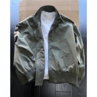 Blouson bomber classique kaki pour homme, col côtelé, fermeture éclair intégrale, veste décontractée avec poches latérales à rabat