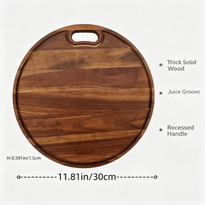 Planche à <span class=keywords><strong>d</strong></span>écouper <span class=keywords><strong>en</strong></span> <span class=keywords><strong>bois</strong></span> de chêne ronde à bords bruts, planches à <span class=keywords><strong>d</strong></span>écouper <span class=keywords><strong>en</strong></span> <span class=keywords><strong>bois</strong></span> <span class=keywords><strong>d</strong></span>'acacia rectangulaires avec rainure pour les jus - Product Image 6