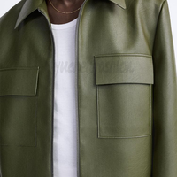 YUCHEN Blouson Safari en Cuir Décontracté Broderie Personnalisée pour Homme Vestes d'Hiver Tissées Décontractées pour Homme Vêtements de Travail