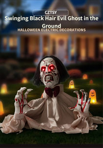 ของตกแต่งวันฮาโลวีน บัตเลอร์ซอมบี้ ปลั๊กไฟฟ้าแบบเหนี่ยวนำ บ้านผีสิง ห้องลับ ลานบ้าน บรรยากาศสยองขวัญ ของตกแต่งผี - Product Image 2