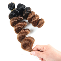 Extensions de cheveux synthétiques tressés pré-bouclés Jumpy Bouncy Crochet Hair Ombre Brown Loose Wave de 12 pouces, 150g, pour tête entière, boucles baguette
