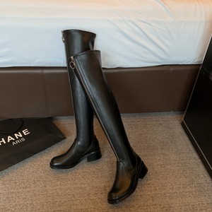 Noir solide de haute qualité en cuir bottes longues femme bottes d'<span class=keywords><strong>équitation</strong></span> chaussures de mode pour femme, <span class=keywords><strong>fille</strong></span> - Product Image 5