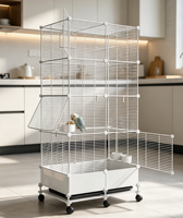 Cage à oiseaux en acier forgé avec base à roulettes, ouverture latérale, comprend un nid, un hamac et une mangeoire - Utilisation intérieure/extérieure pour perroquets de taille moyenne