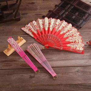 Chinese Style Hot Stamping Gold Flower <b>Pattern</b> Folding Fan Plastic Lovely Hand Fan with Love Style Toy Model - Product Image 3