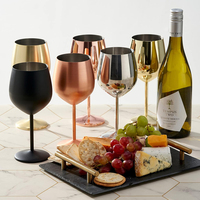 Copa de Vino de Acero Inoxidable 304 de 12oz/17oz 350ml 500ml, Irrompible, con Tallo Largo, para Bar, Fiesta, Aire Libre, con Logotipo Personalizado OEM