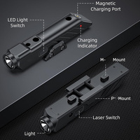 Lampe torche tactique LED avec laser haute puissance de 1700 lumens, rechargeable, profil bas et légère pour un faisceau longue portée