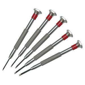 Jeu de 5 tournevis de précision avec anneau rouge et poignée moletée pour la réparation électronique - Product Image 1