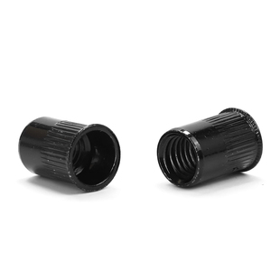 Écrou à riveter aveugle à tête plate en acier au carbone zingué noir/acier inoxydable 304, M3 M4 M5 M6, écrou à insérer fileté à corps moleté - Product Image 5