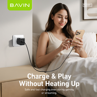BAVIN PD20W QC3.0 PC2088Y pengisi daya ponsel dinding Usb c cepat portabel dengan kabel Usb